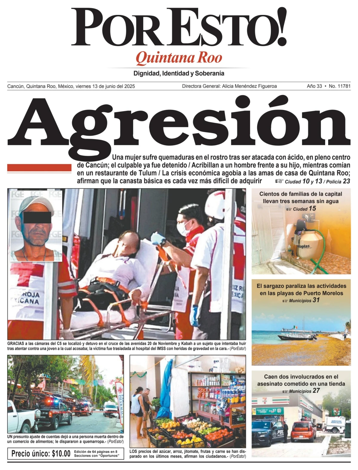 Portada de Por Esto (quintana Roo Cancun) del viernes, 13 de junio de 2025