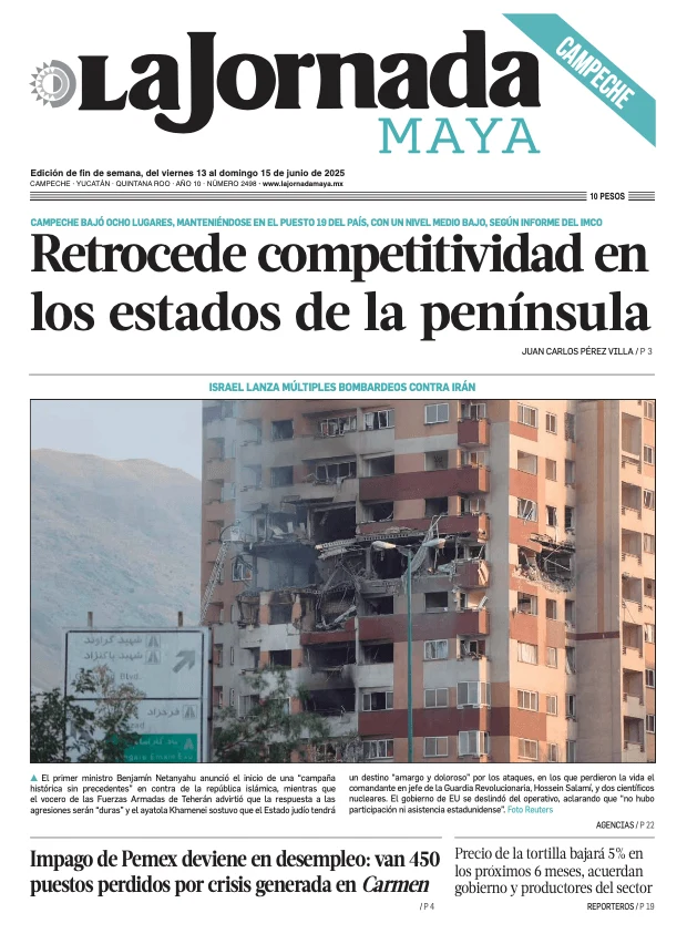 Portada de La Jornada Maya Campeche del viernes, 13 de junio de 2025