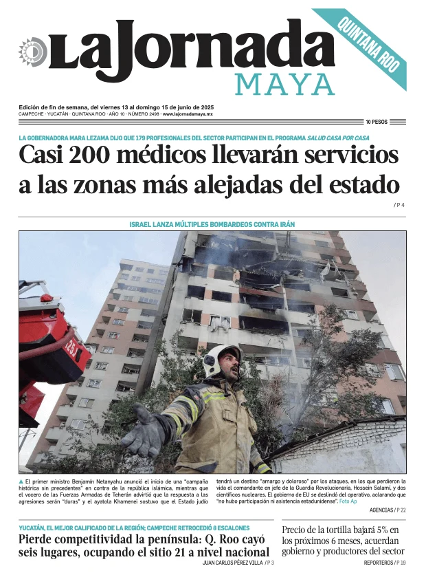 Portada de La Jornada Maya Quintana Roo del viernes, 13 de junio de 2025