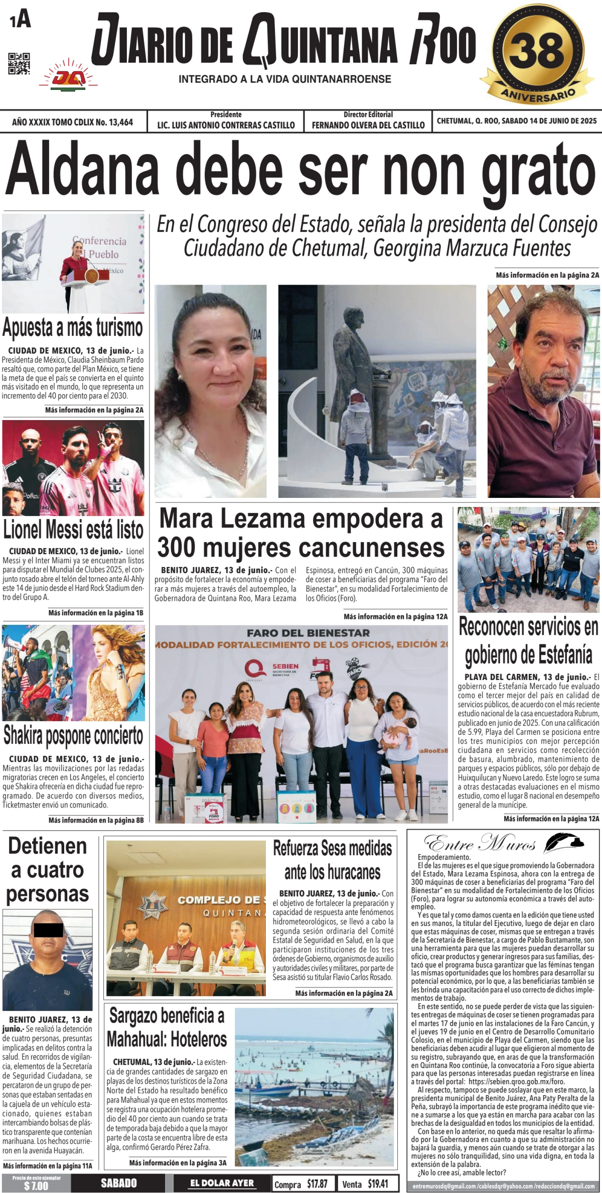 Portada de Diario de Quintana Roo (portada)