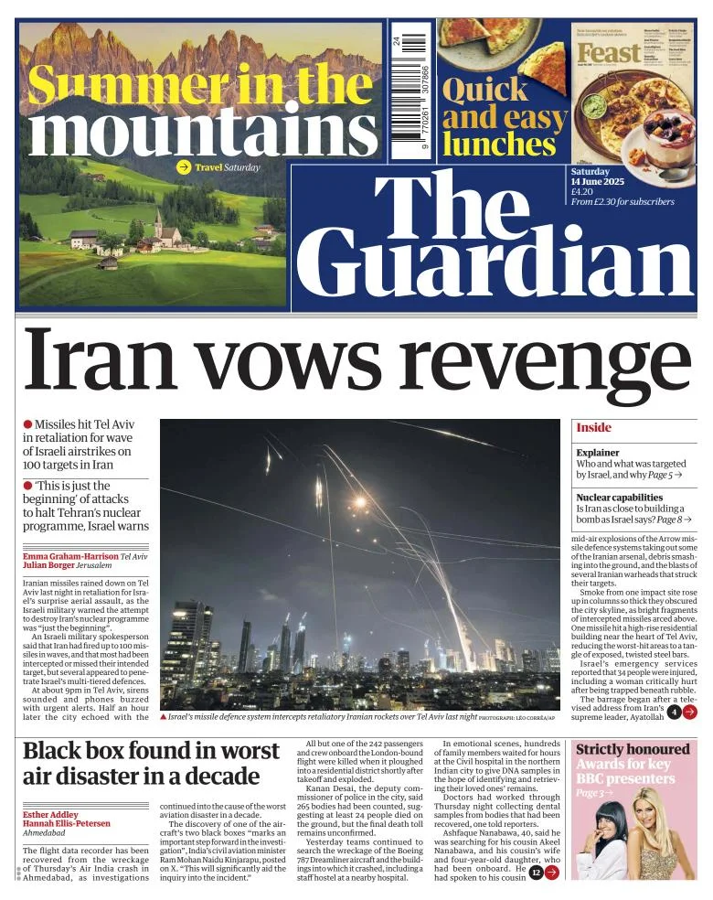 Portada de The Guardian (reino Unido)