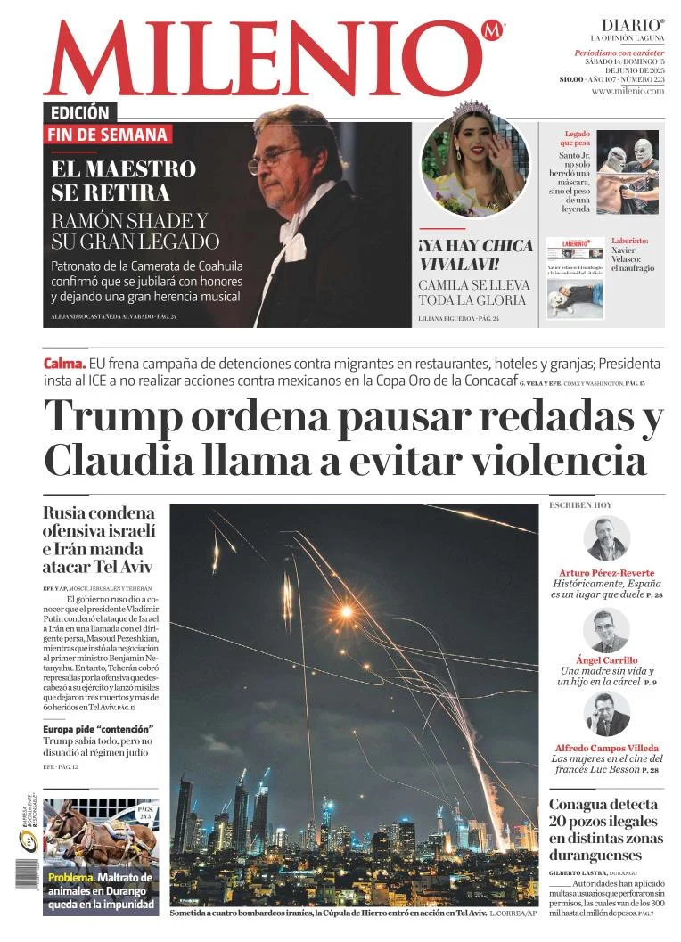 Portada de Milenio Laguna del sábado, 14 de junio de 2025