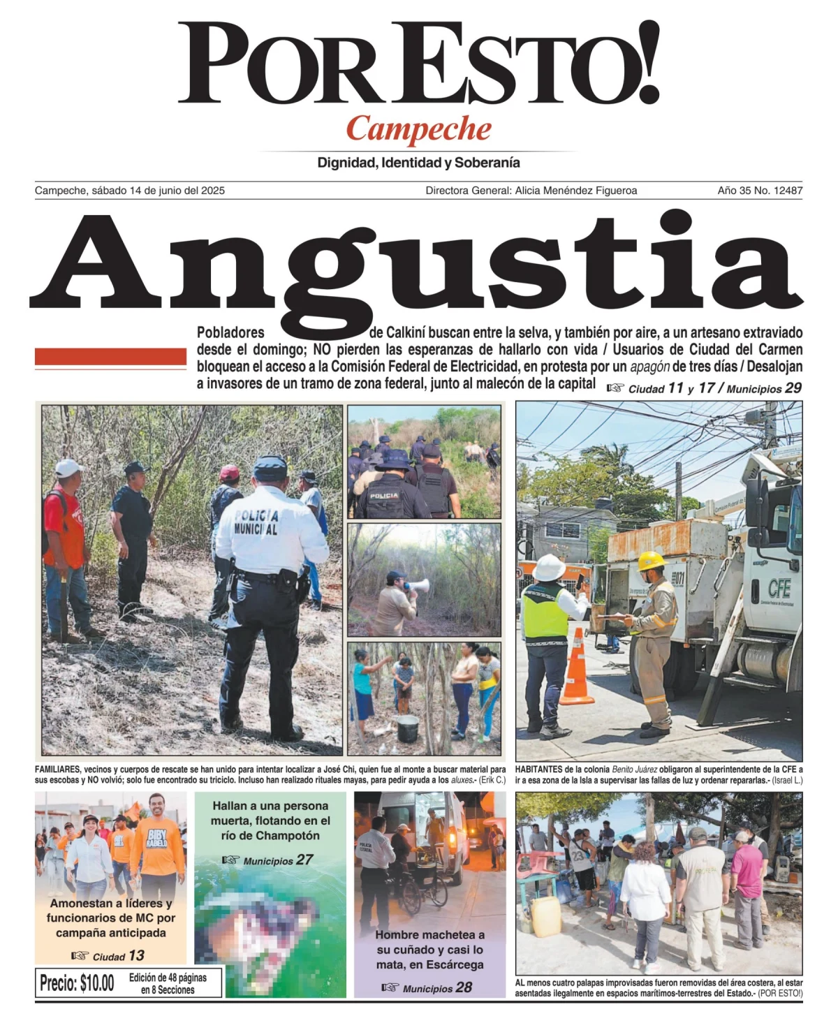 Portada de Por Esto (campeche) del sábado, 14 de junio de 2025