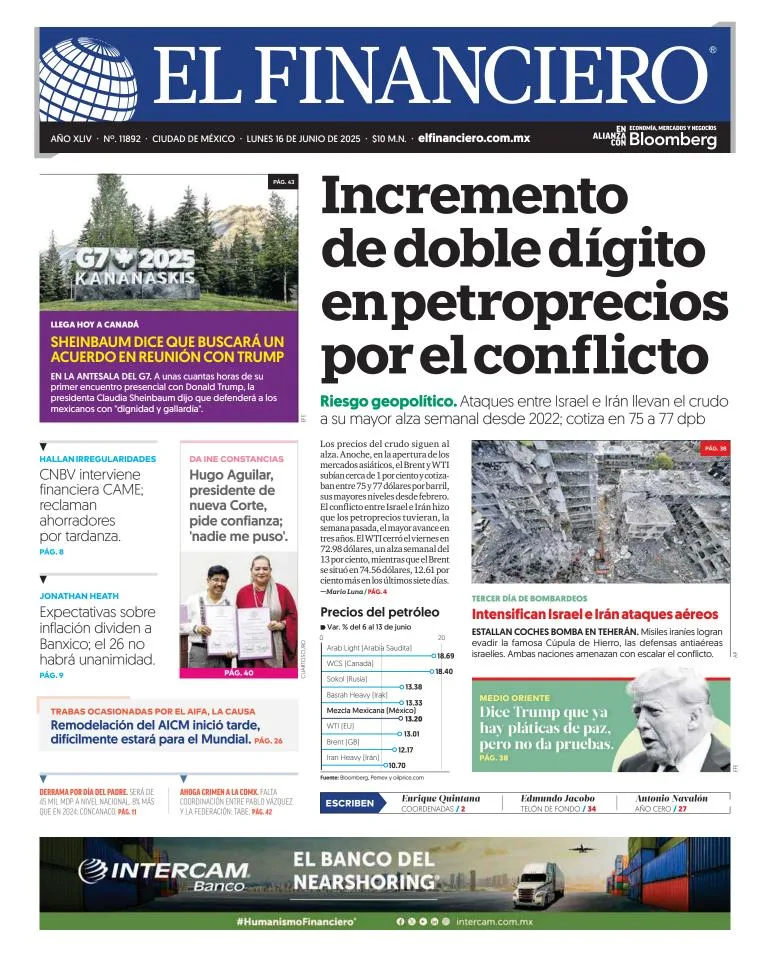 Portada de El Financiero