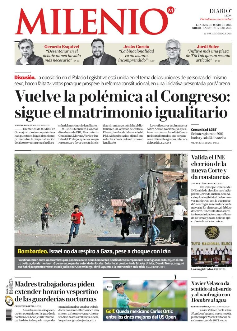 Portada de Milenio Leon del lunes, 16 de junio de 2025