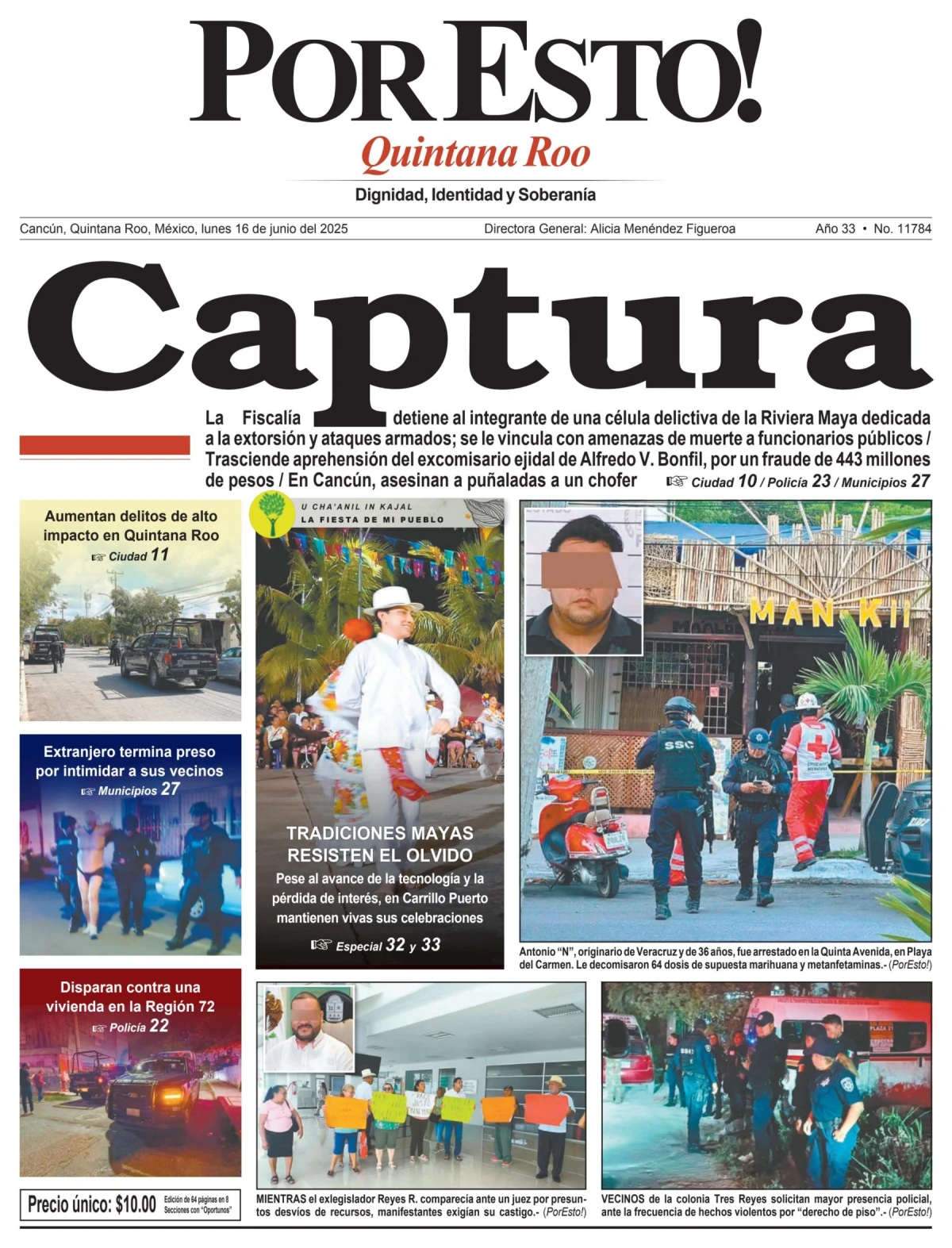 Portada de Por Esto (quintana Roo Cancun) del lunes, 16 de junio de 2025