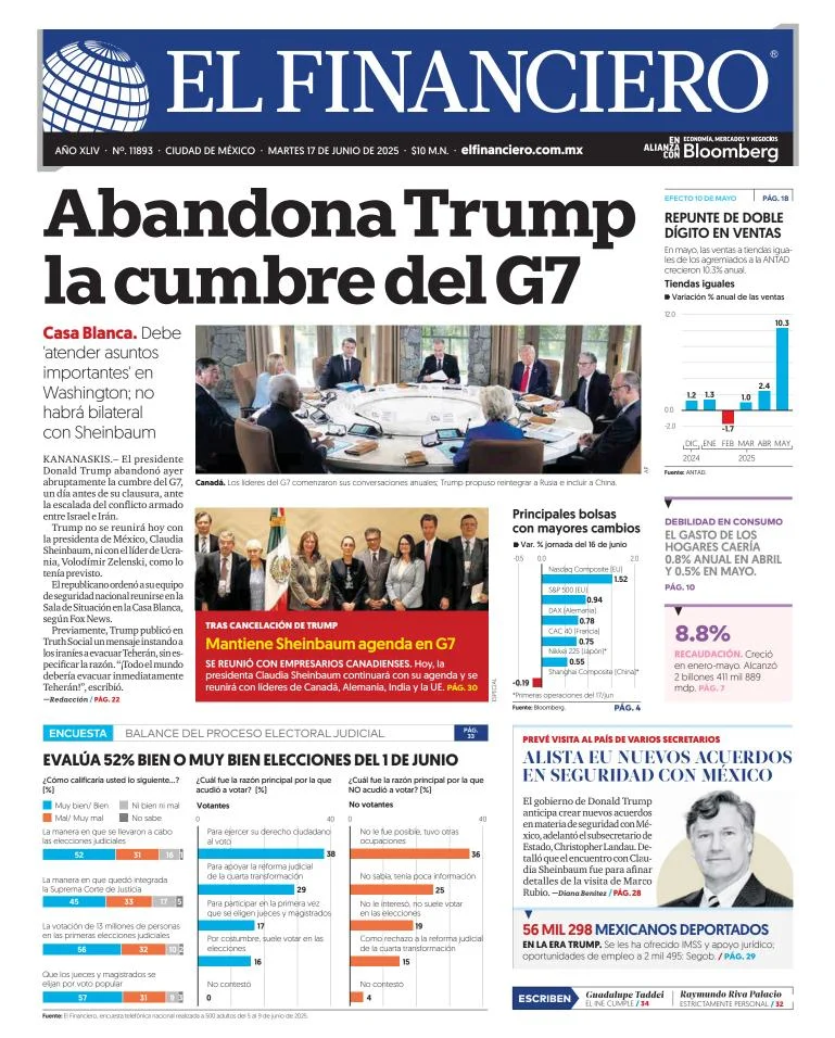 Portada de El Financiero del martes, 17 de junio de 2025