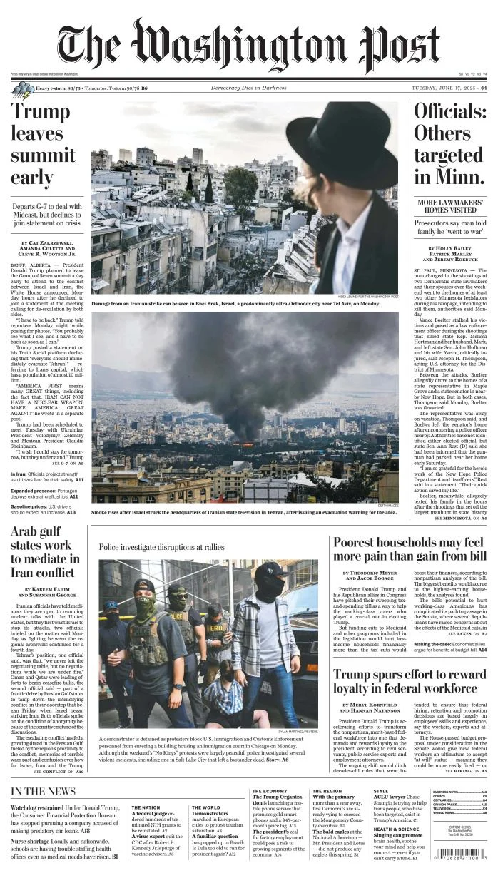 Portada de The Washington Post del martes, 17 de junio de 2025