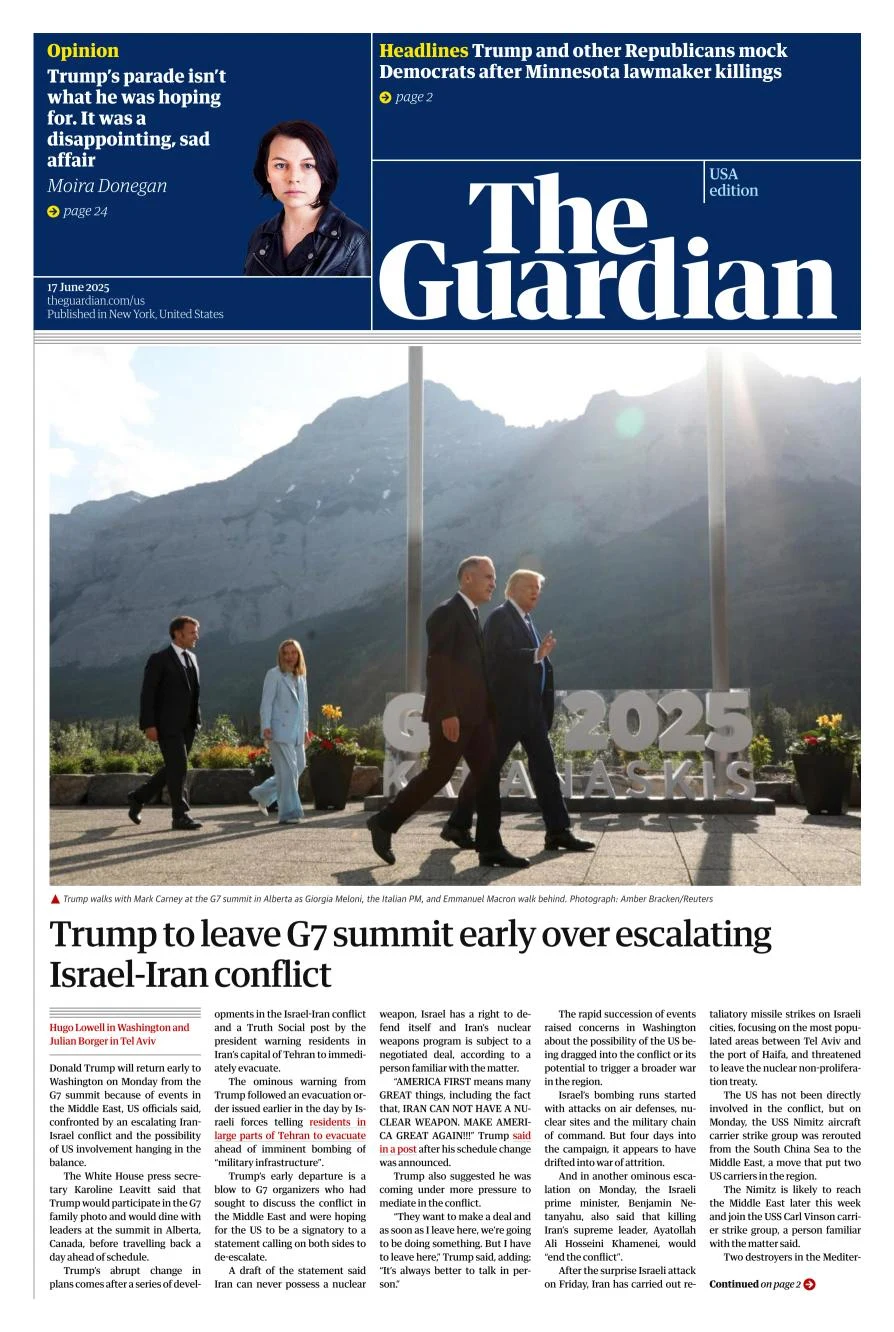 Portada de The Guardian (usa) del martes, 17 de junio de 2025
