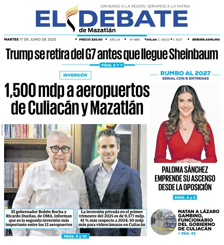 Portada de El Debate de Mazatlan del martes, 17 de junio de 2025
