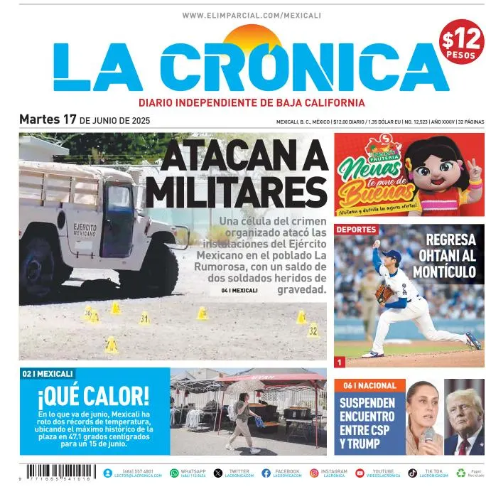 Portada de La Cronica del martes, 17 de junio de 2025