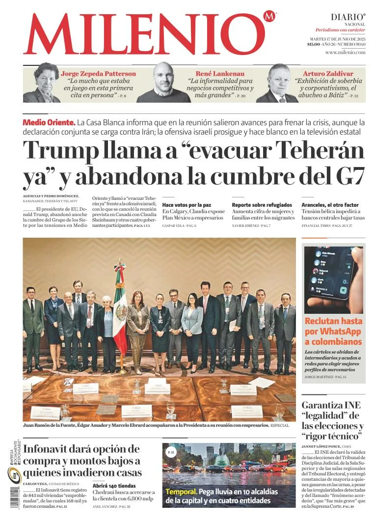 Portada de Milenio del martes, 17 de junio de 2025