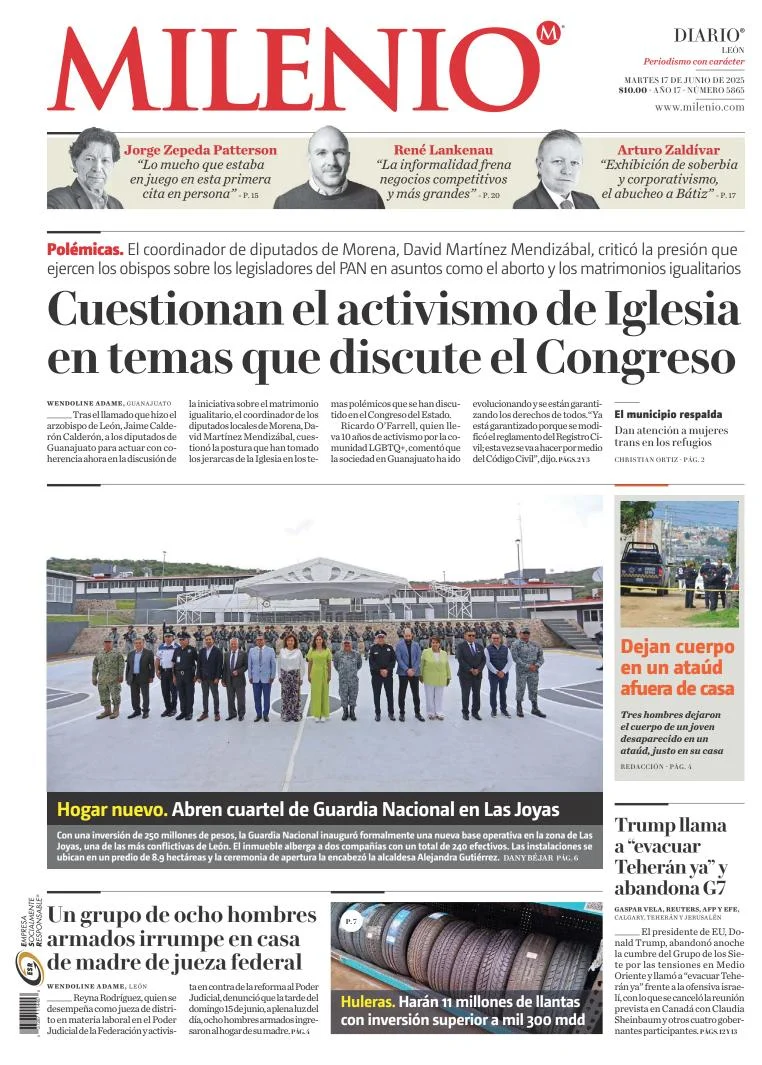 Portada de Milenio Leon del martes, 17 de junio de 2025