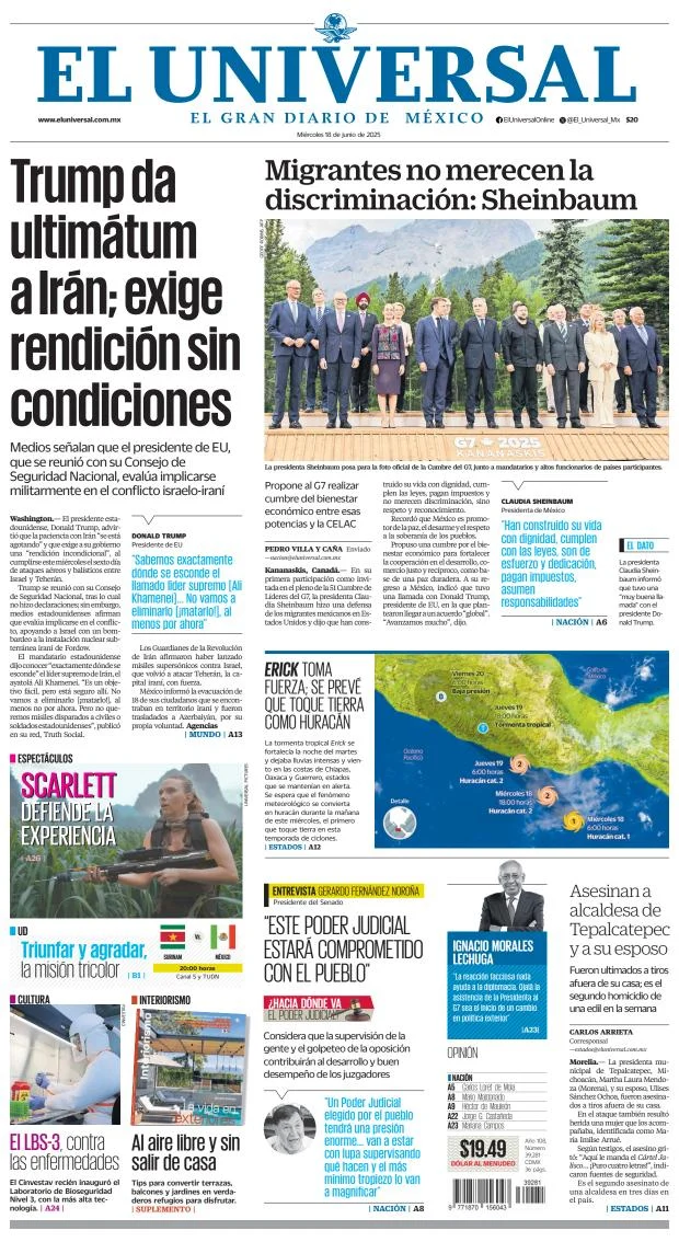 Portada de El Universal