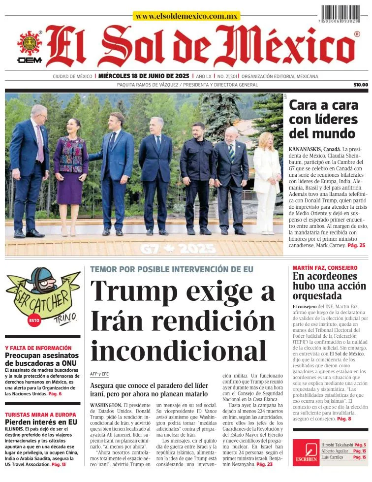 Portada de El Sol de Mexico