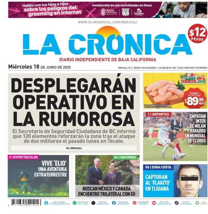 Portada de La Cronica del miércoles, 18 de junio de 2025