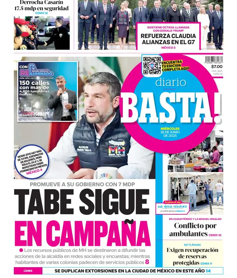 Portada de Basta del miércoles, 18 de junio de 2025