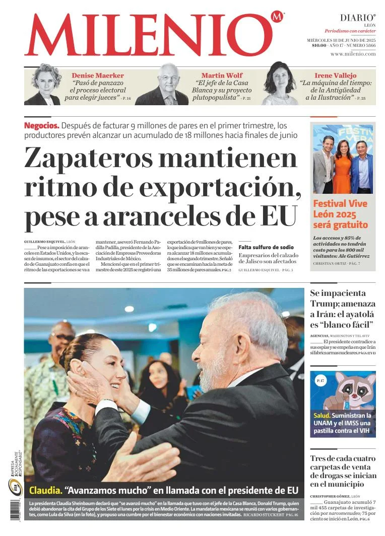 Portada de Milenio Leon del miércoles, 18 de junio de 2025