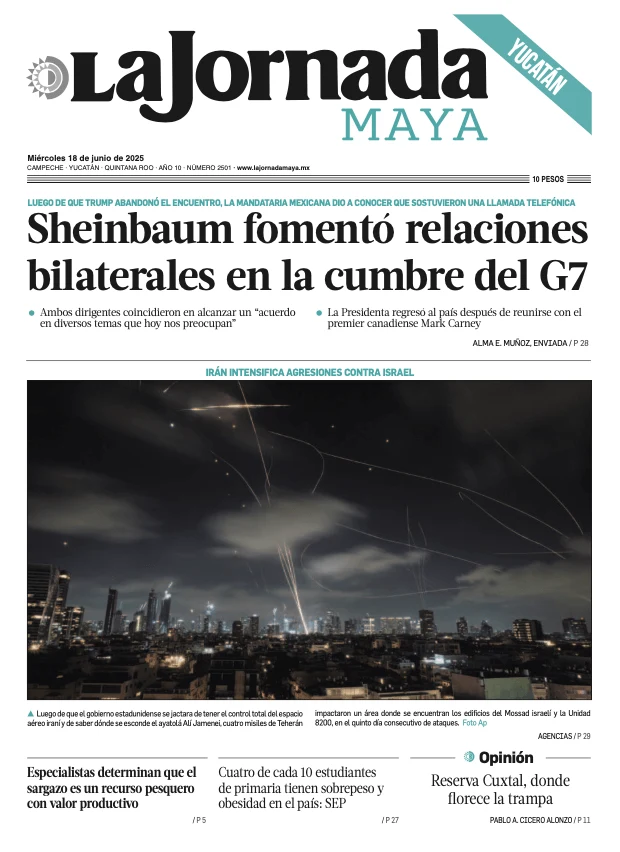 Portada de La Jornada Maya Yucatán del miércoles, 18 de junio de 2025