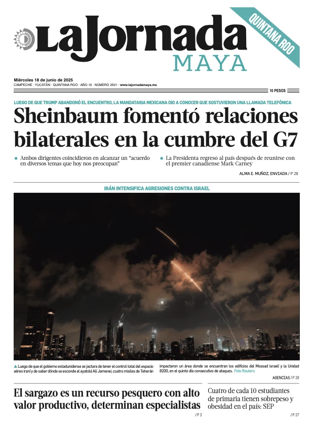 Portada de La Jornada Maya Quintana Roo del miércoles, 18 de junio de 2025