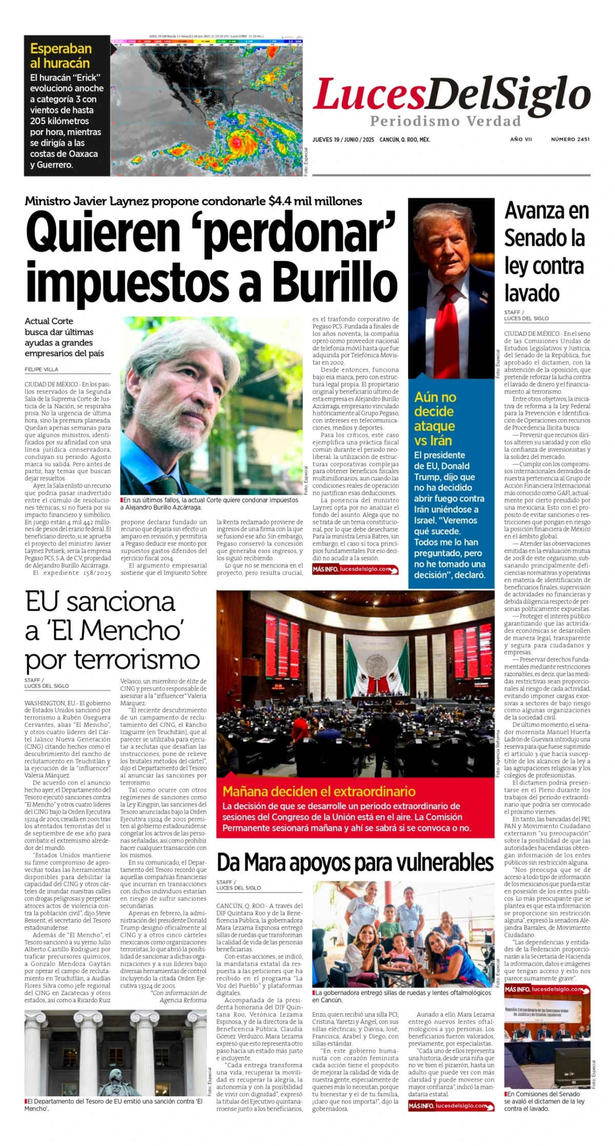 Portada de Luces del Siglo del jueves, 19 de junio de 2025