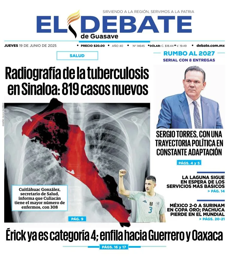 Portada de El Debate de Guasave del jueves, 19 de junio de 2025