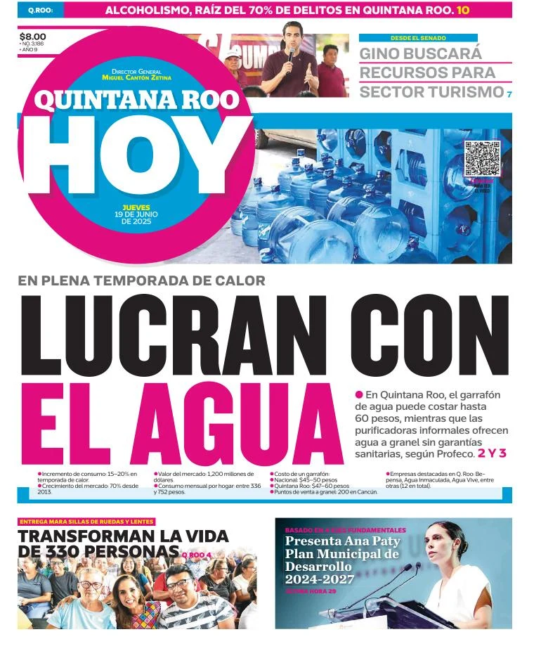 Portada de Quintana Roo Hoy del jueves, 19 de junio de 2025