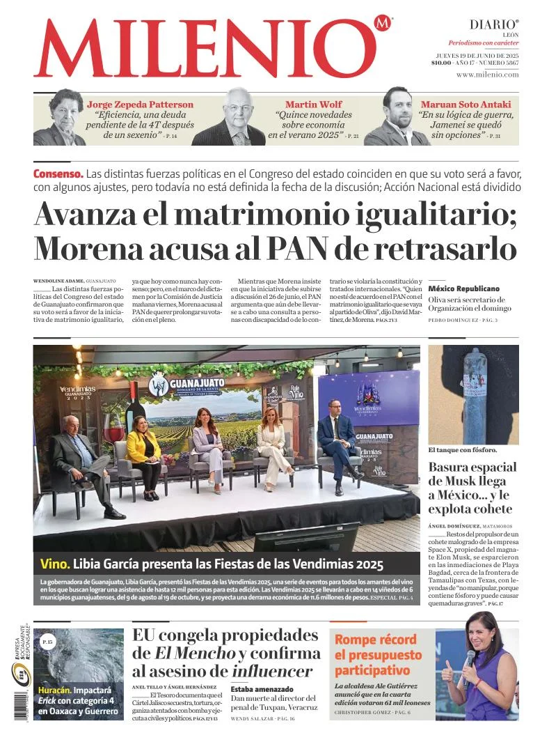 Portada de Milenio Leon del jueves, 19 de junio de 2025