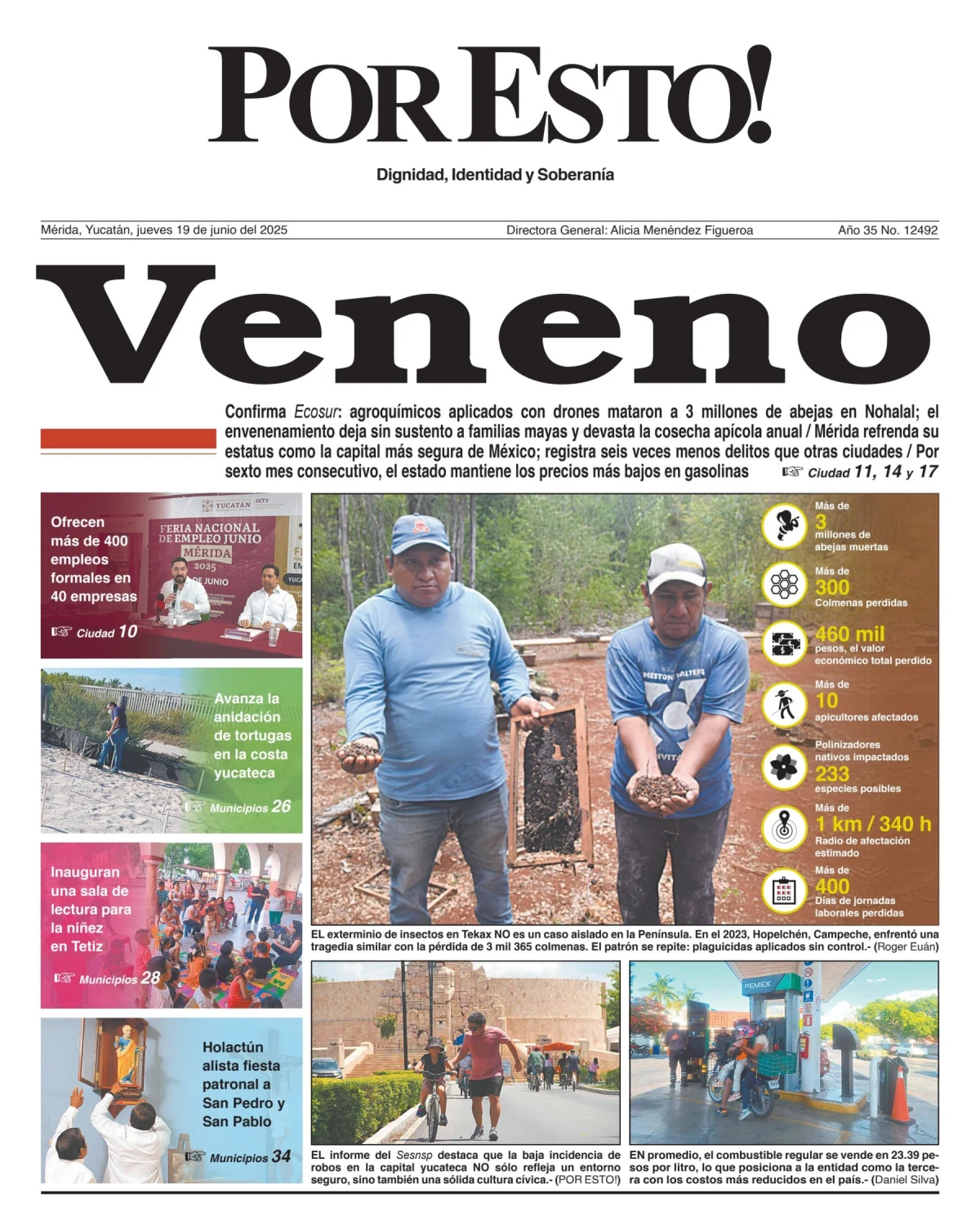 Portada de Por Esto (merida, Yucatan) del jueves, 19 de junio de 2025