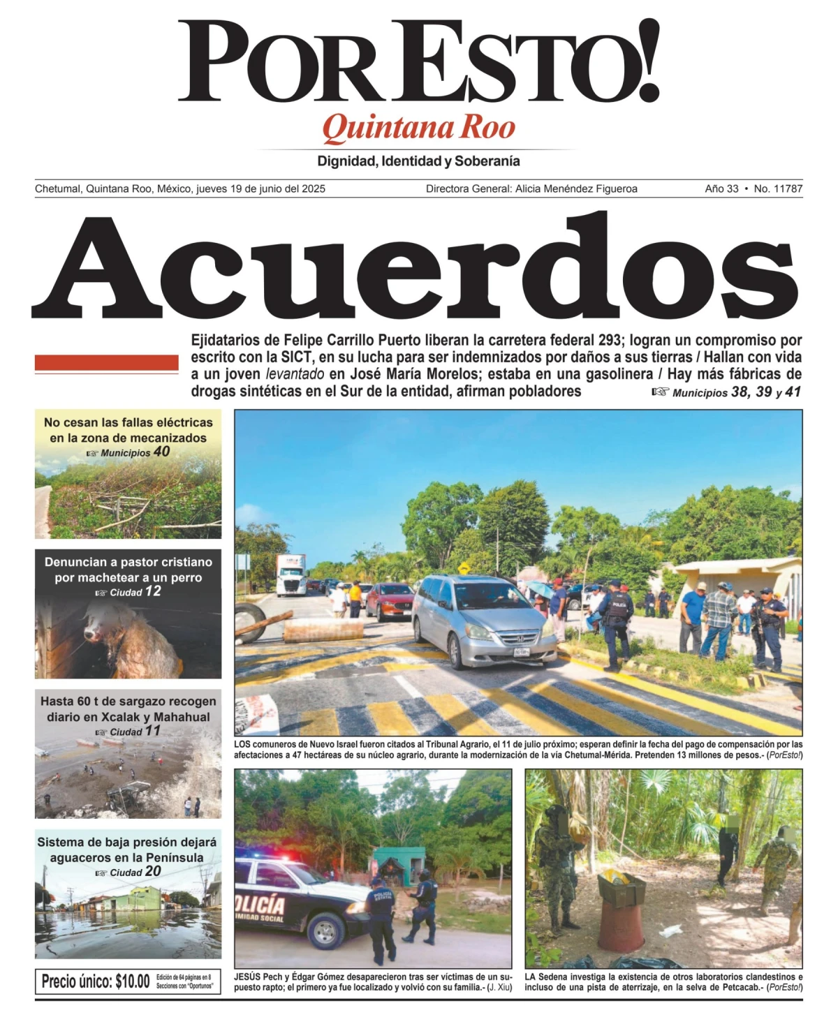 Portada de Por Esto (quintana Roo Chetumal) del jueves, 19 de junio de 2025