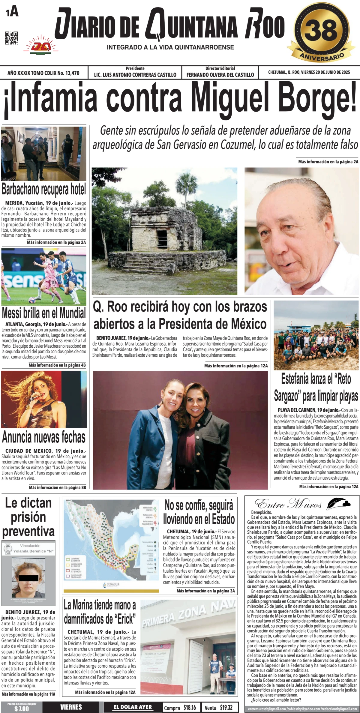 Portada de Diario de Quintana Roo (portada)