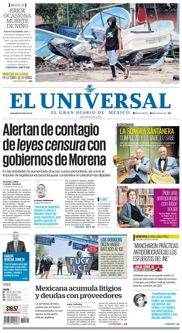 Portada de El Universal
