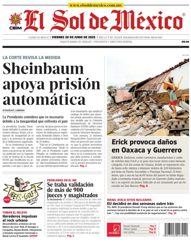 Portada de El Sol de Mexico