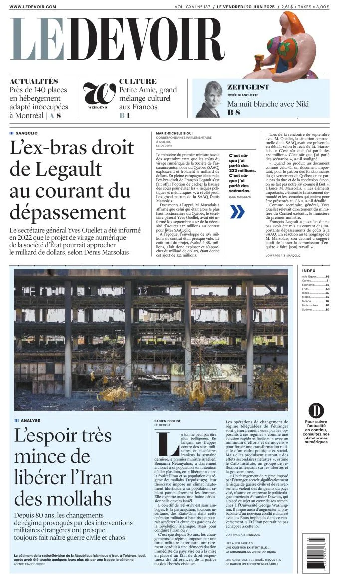 Portada de Le Devoir