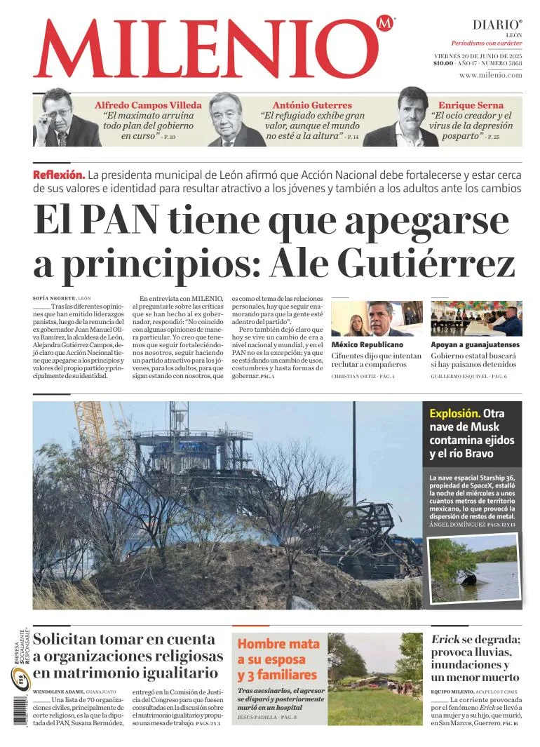 Portada de Milenio Leon del viernes, 20 de junio de 2025