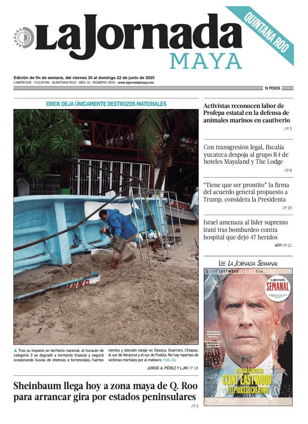 Portada de La Jornada Maya Quintana Roo del viernes, 20 de junio de 2025