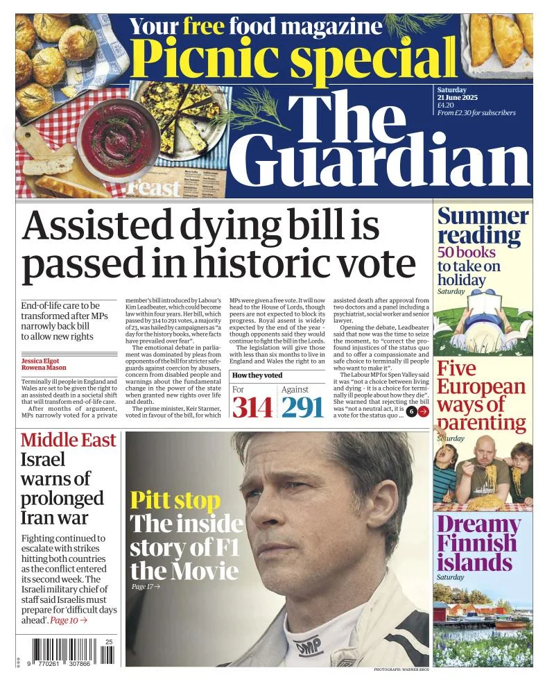 Portada de The Guardian (reino Unido)