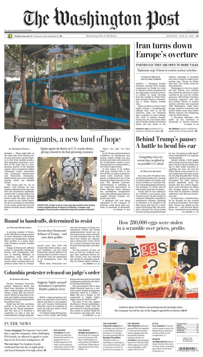 Portada de The Washington Post