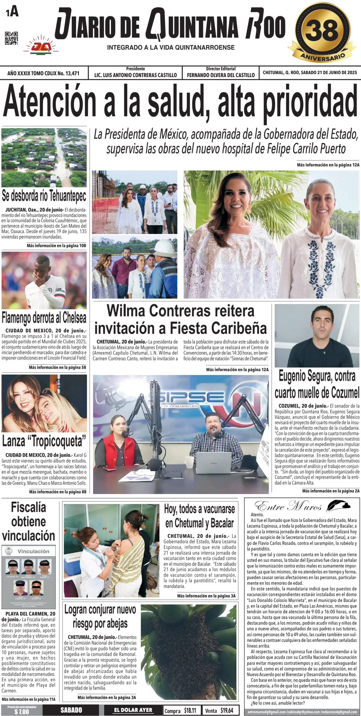 Portada de Diario de Quintana Roo (portada)