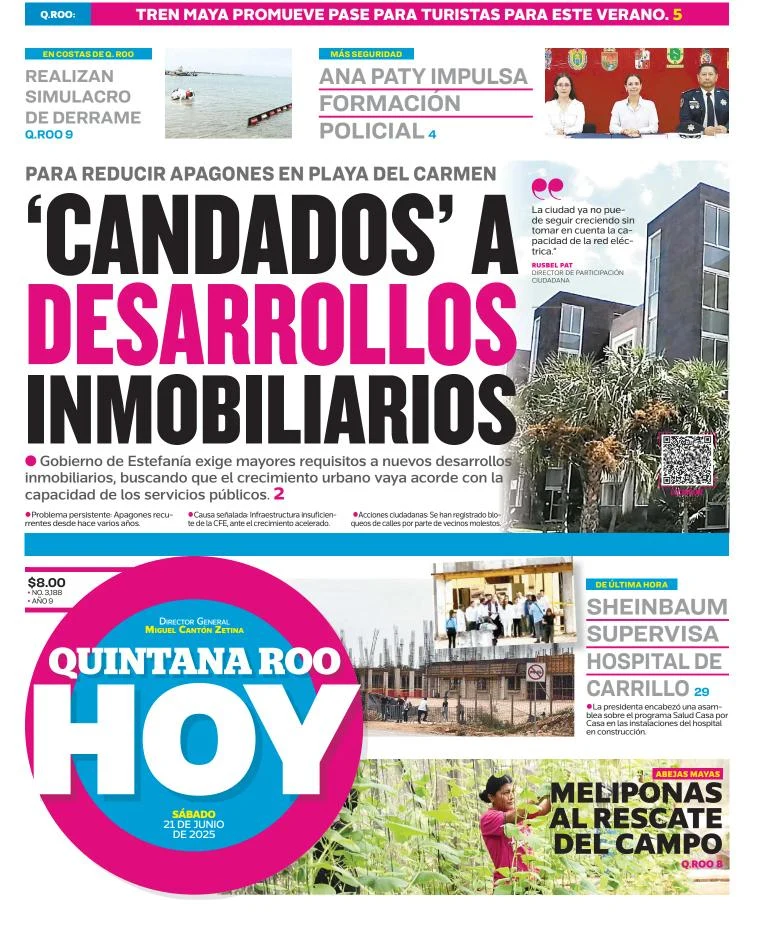 Portada de Quintana Roo Hoy del sábado, 21 de junio de 2025