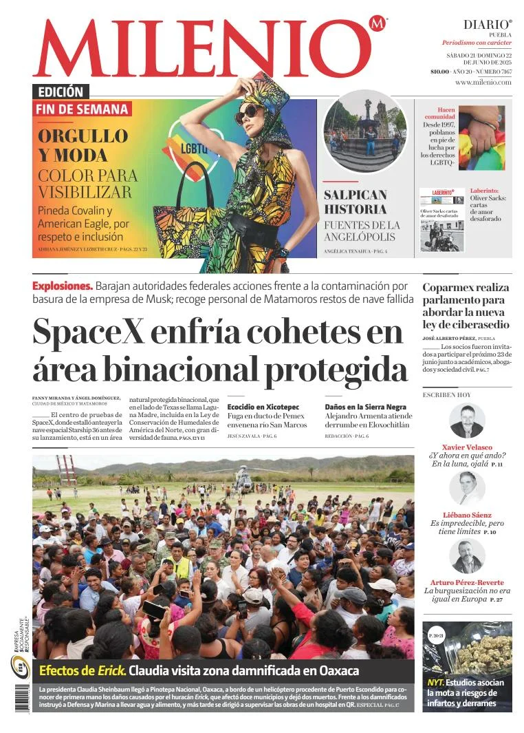 Portada de Milenio Puebla del sábado, 21 de junio de 2025