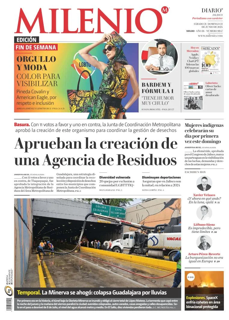 Portada de Milenio Jalisco del sábado, 21 de junio de 2025