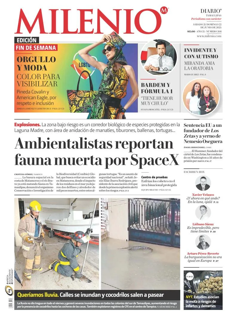 Portada de Milenio Tamaulipas del sábado, 21 de junio de 2025