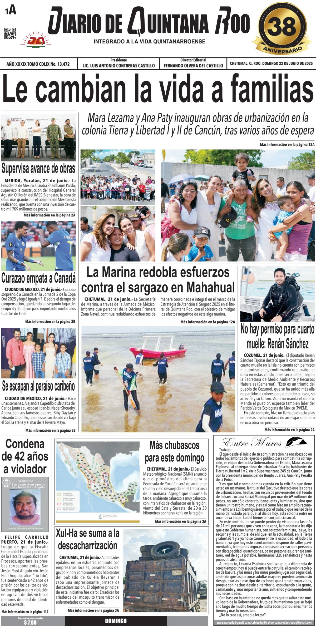 Portada de Diario de Quintana Roo (portada)
