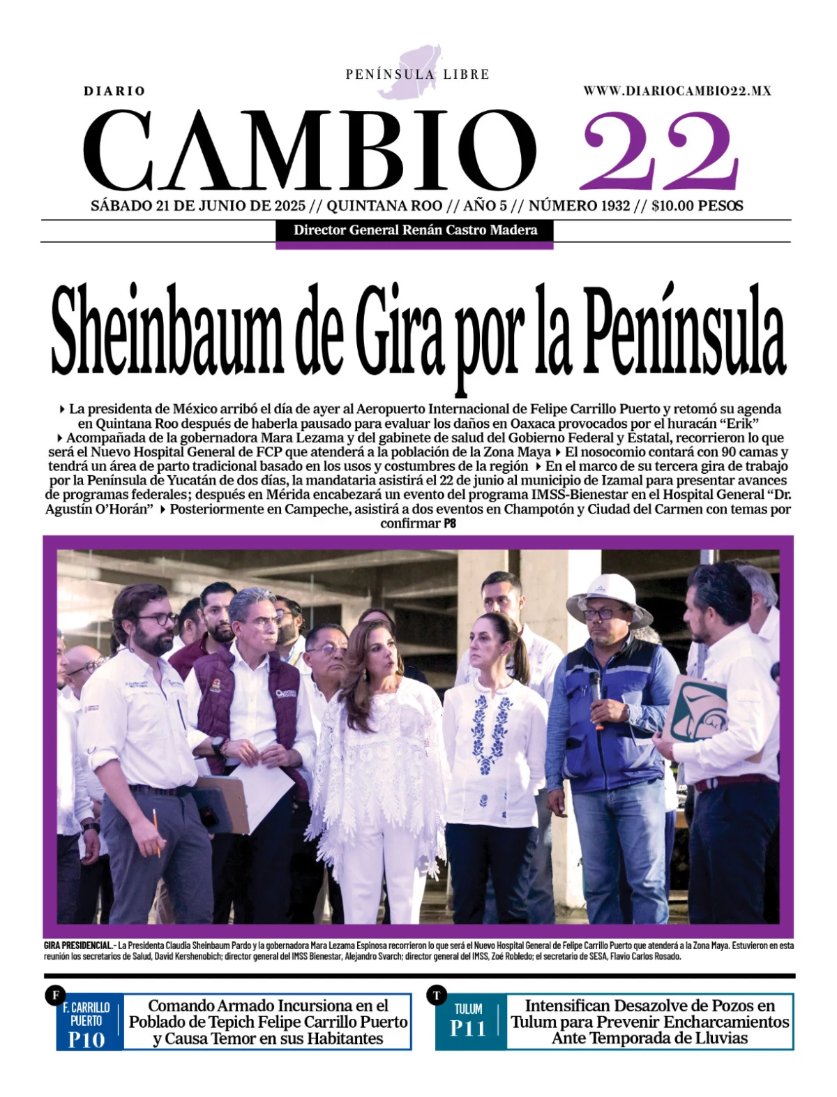 Portada de Diario Cambio 22 del 2025-06-21