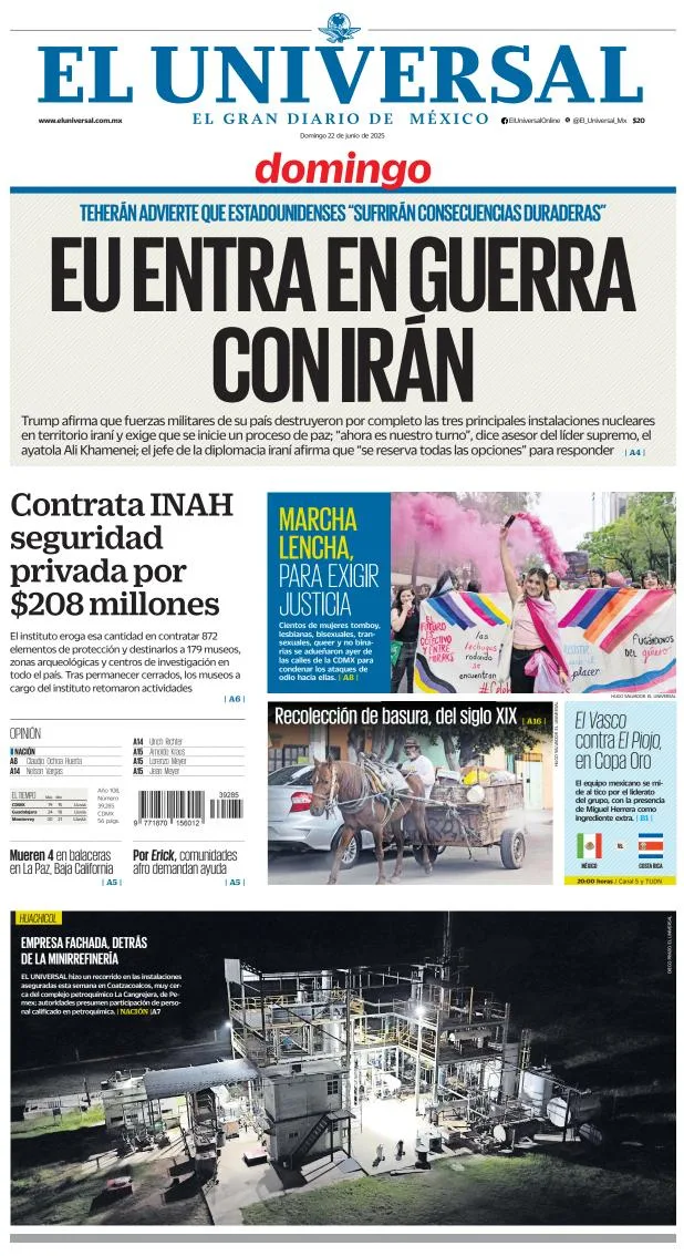 Portada de El Universal