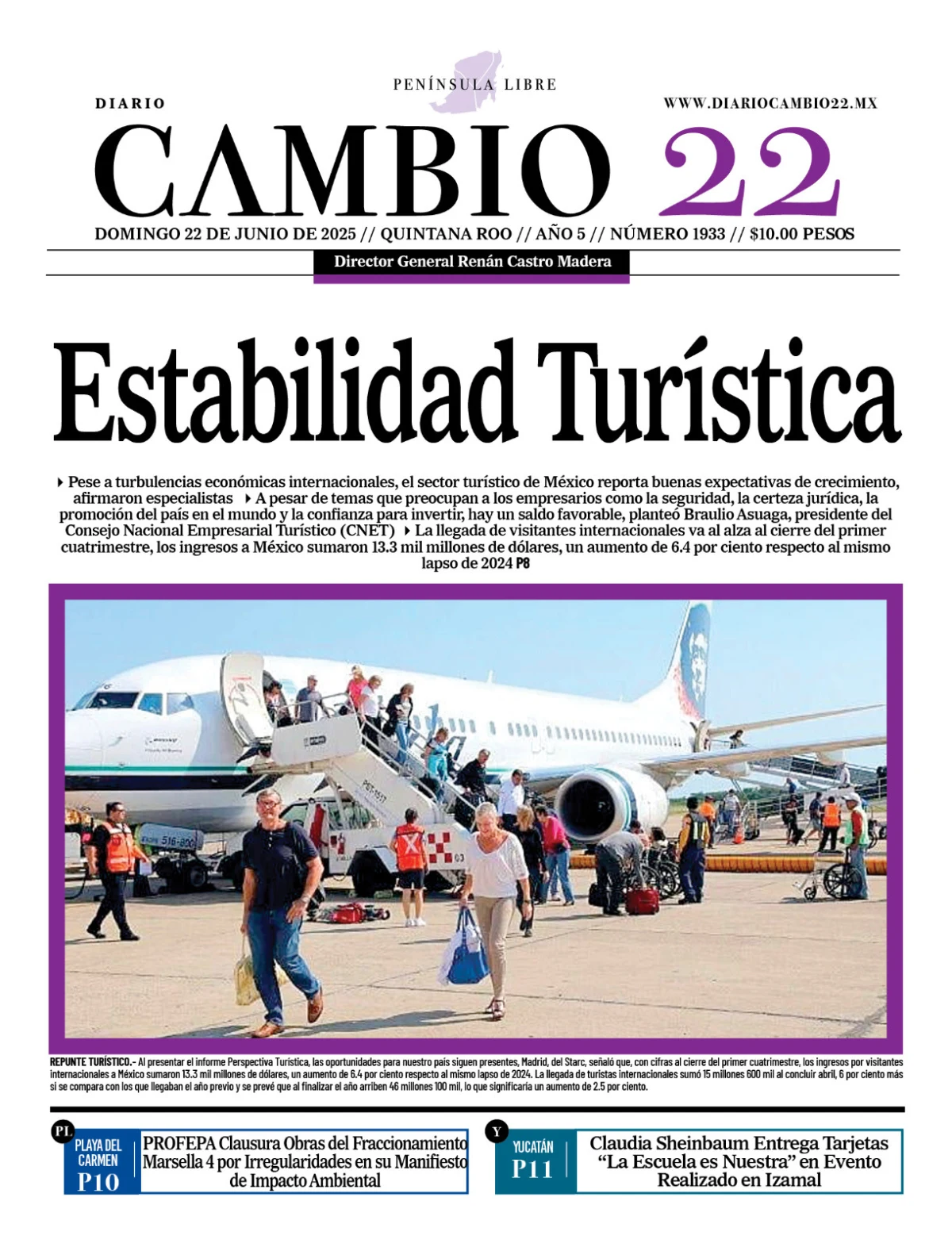 Portada de Diario Cambio 22 del 2025-06-22
