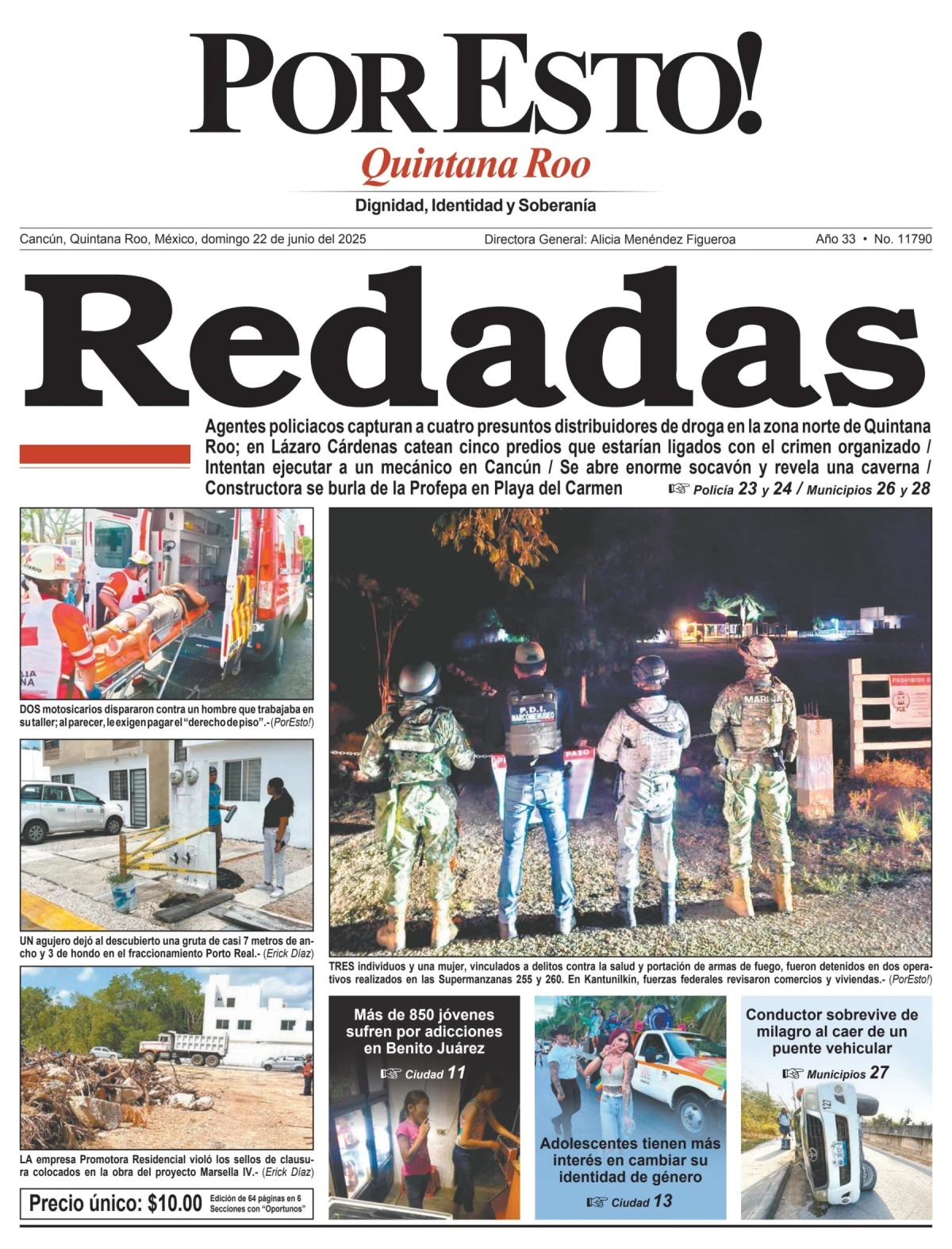 Portada de Por Esto (quintana Roo Cancun) del domingo, 22 de junio de 2025