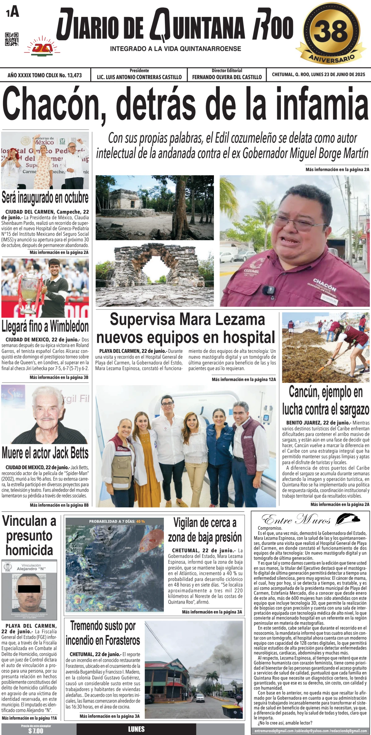 Portada de Diario de Quintana Roo (portada)