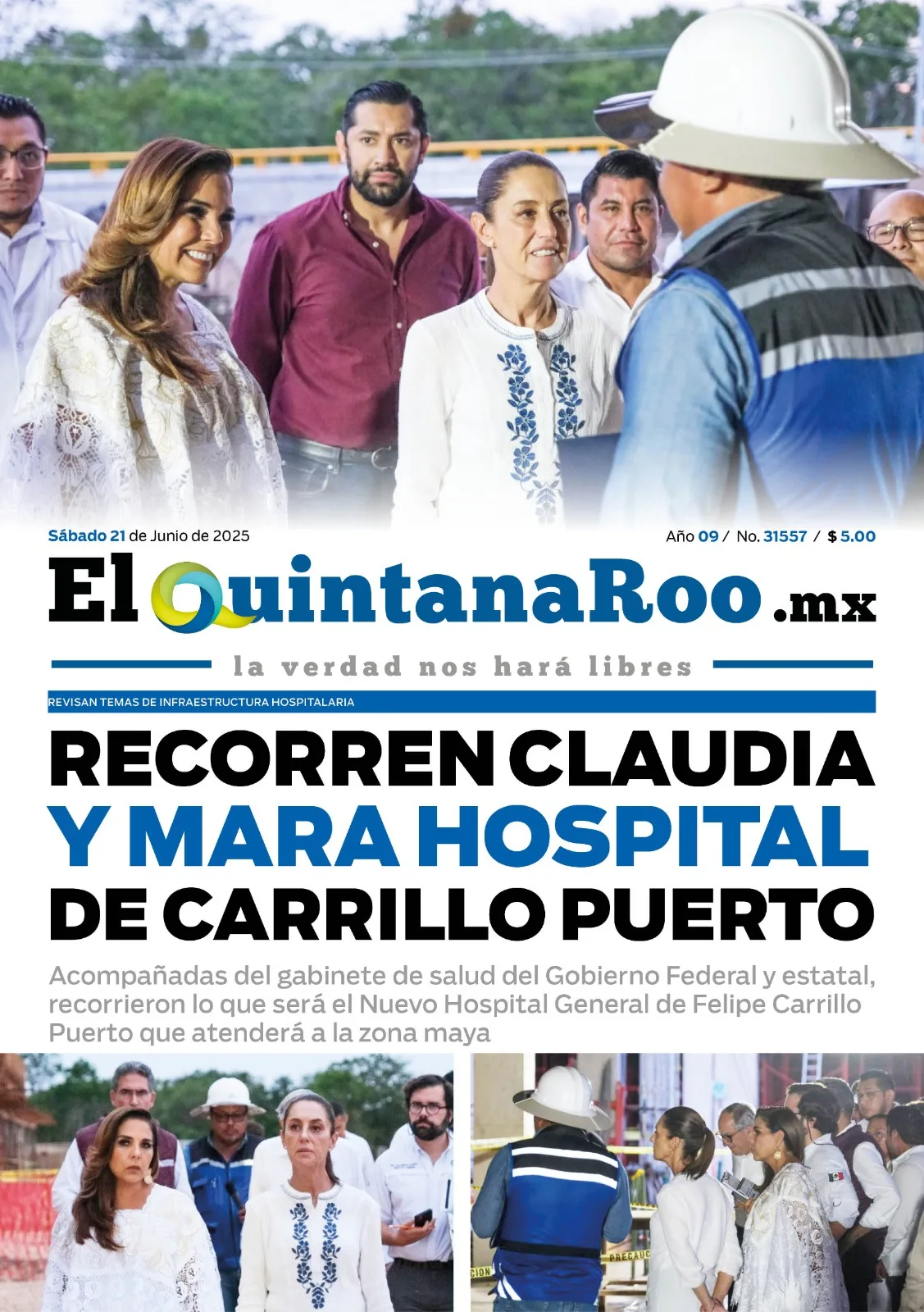 Portada de El Quintana Roo (portada) del sábado, 21 de junio de 2025